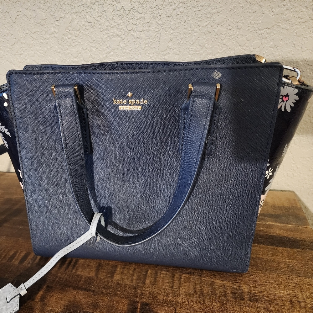 Kate Spade Blue Floral Women's Purse Shoulder Or Crossover